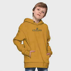 Толстовка оверсайз детская Лого камуфляж, цвет: горчичный — фото 2