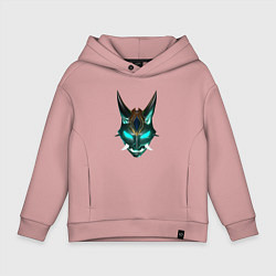 Толстовка оверсайз детская МАСКА СЯО ГЕНШИН ИМПАКТ НЕОН, цвет: пыльно-розовый