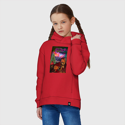 Детское худи оверсайз Новогодний ведьмак Барон / Красный – фото 3
