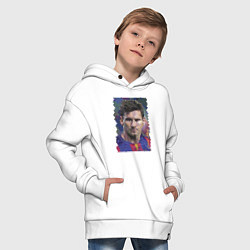 Толстовка оверсайз детская Lionel Messi - striker, Barcelona, цвет: белый — фото 2