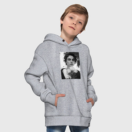 Детское худи оверсайз Timothee Chalamet с розами / Меланж – фото 4