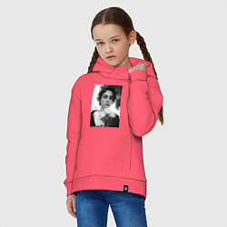 Толстовка оверсайз детская Timothee Chalamet с розами, цвет: коралловый — фото 2