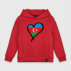 Толстовка оверсайз детская Azerbaijan Heart, цвет: красный