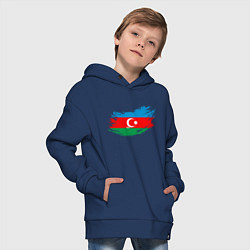 Толстовка оверсайз детская Флаг - Азербайджан, цвет: тёмно-синий — фото 2
