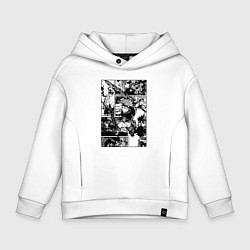 Толстовка оверсайз детская АСТА Черный Клевер Панели Манги, цвет: белый