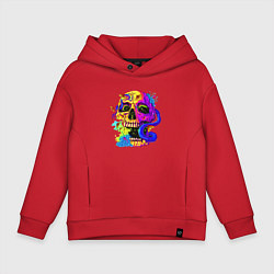 Толстовка оверсайз детская Art skull!, цвет: красный