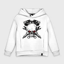 Толстовка оверсайз детская Moto skull, цвет: белый