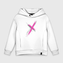 Толстовка оверсайз детская Коллекция Get inspired! Pink cross Абстракция P-cr, цвет: белый