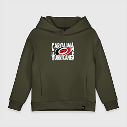 Толстовка оверсайз детская Каролина Харрикейнз, Carolina Hurricanes, цвет: хаки