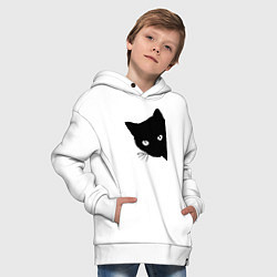 Толстовка оверсайз детская Всё тот же чёрный котяра!, цвет: белый — фото 2