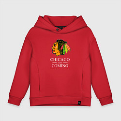 Толстовка оверсайз детская Chicago are coming, Чикаго Блэкхокс, Chicago Black, цвет: красный