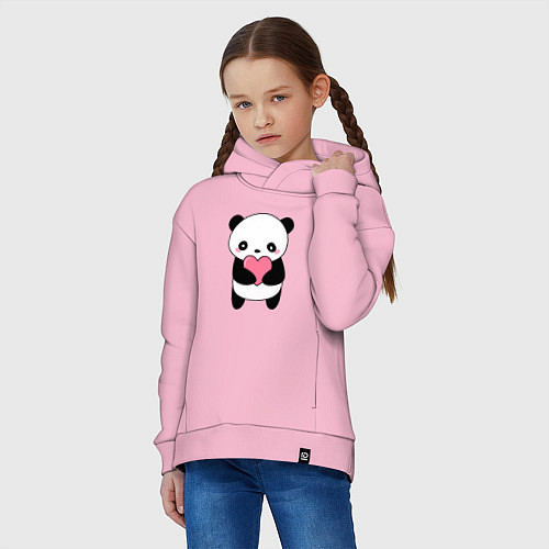 Детское худи оверсайз КАВАЙНЫЙ ПАНДА KAWAII PANDA / Светло-розовый – фото 3