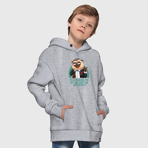 Детское худи оверсайз Мопс в костюме / Меланж – фото 4