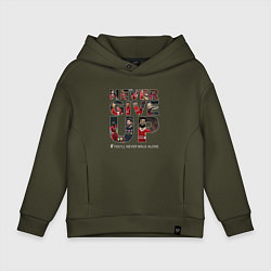 Толстовка оверсайз детская NEVER GIVE UP Liverpool Ливерпуль, цвет: хаки