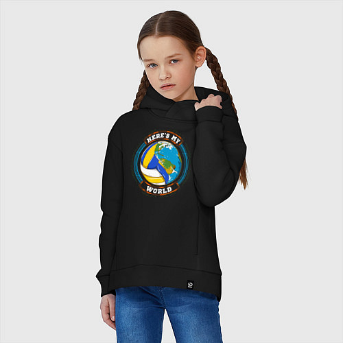 Детское худи оверсайз World - Volleyball / Черный – фото 3