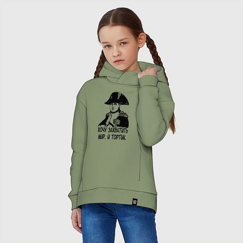 Детское худи оверсайз ХОЧУ ТОРТИК НАПОЛЕОН / Авокадо – фото 3