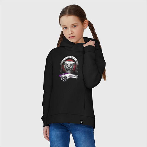 Детское худи оверсайз Ягуар показывает свой норов! / Черный – фото 3