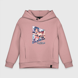 Толстовка оверсайз детская Кэйа, Чжун Ли, Тарталья, цвет: пыльно-розовый