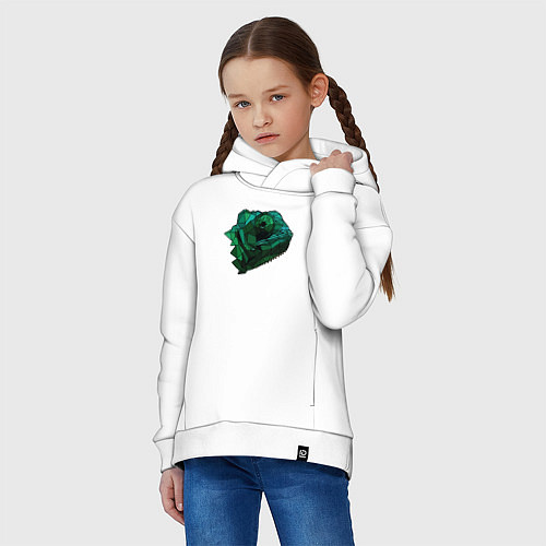 Детское худи оверсайз Хамелеон в стиле Low Poly / Белый – фото 3