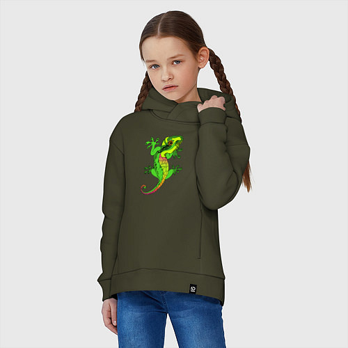 Детское худи оверсайз Ящерица Lizard / Хаки – фото 3