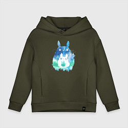 Толстовка оверсайз детская Семья кроликов Акварель, цвет: хаки