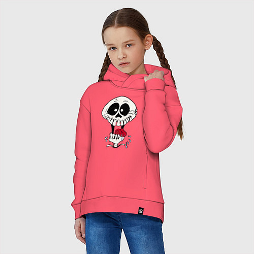 Детское худи оверсайз Smile Hype Skull / Коралловый – фото 3