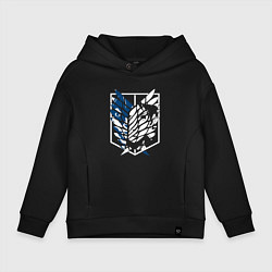 Толстовка оверсайз детская Образ лица Эрена attack on titan, цвет: черный