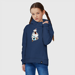 Толстовка оверсайз детская Чашки Cuphead, цвет: тёмно-синий — фото 2