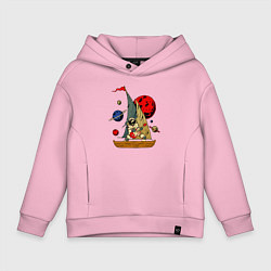 Толстовка оверсайз детская Астронавт с гитарой, цвет: светло-розовый