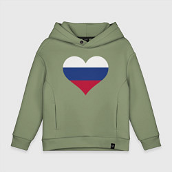 Толстовка оверсайз детская Сердце - Россия, цвет: авокадо