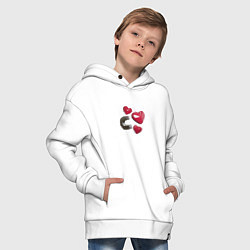 Толстовка оверсайз детская Red Hearts, цвет: белый — фото 2