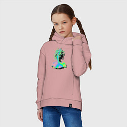 Толстовка оверсайз детская Gorgon Medusa Vaporwave Neon, цвет: пыльно-розовый — фото 2