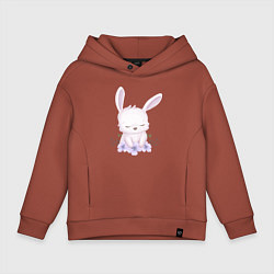 Толстовка оверсайз детская Милый Крольчонок С Цветочками, цвет: кирпичный