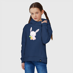 Толстовка оверсайз детская Милый Крольчонок С Морковкой, цвет: тёмно-синий — фото 2