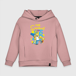 Толстовка оверсайз детская The SimpsonsСемейка Симпсонов, цвет: пыльно-розовый