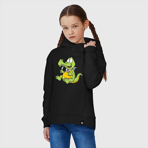 Детское худи оверсайз Hungry Crocodile / Черный – фото 3