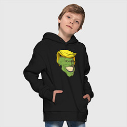 Толстовка оверсайз детская Трамп - Маска, цвет: черный — фото 2