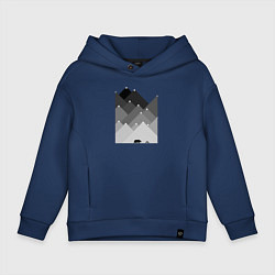 Толстовка оверсайз детская Медведь и треугольные горы, цвет: тёмно-синий
