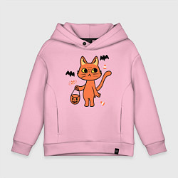 Толстовка оверсайз детская CAT FOR HALLOWEEN, цвет: светло-розовый