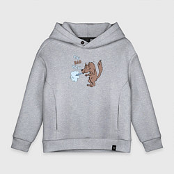 Толстовка оверсайз детская Большой злой волк из сказки Три Поросенка, цвет: меланж