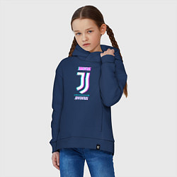 Толстовка оверсайз детская Juventus FC в стиле Glitch, цвет: тёмно-синий — фото 2