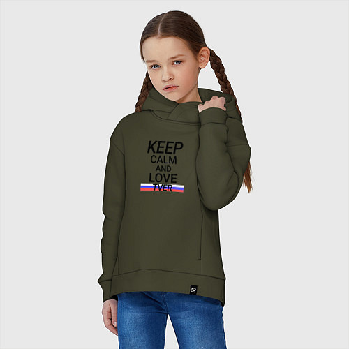 Детское худи оверсайз Keep calm Tver Тверь / Хаки – фото 3