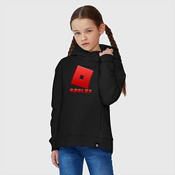 Толстовка оверсайз детская ROBLOX логотип красный градиент, цвет: черный — фото 2