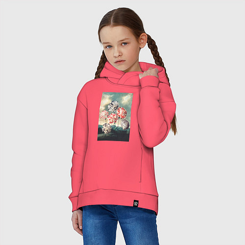 Детское худи оверсайз A Group of Carnations Гвоздики / Коралловый – фото 3
