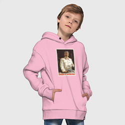 Толстовка оверсайз детская Сталин оптимист, цвет: светло-розовый — фото 2