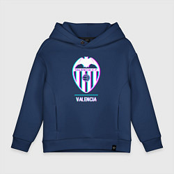 Толстовка оверсайз детская Valencia FC в стиле Glitch, цвет: тёмно-синий