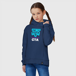 Толстовка оверсайз детская Символ GTA в неоновых цветах, цвет: тёмно-синий — фото 2