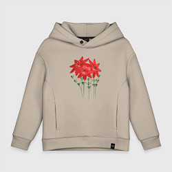 Толстовка оверсайз детская Flowers red, цвет: миндальный