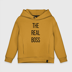 Толстовка оверсайз детская The real boss!, цвет: горчичный