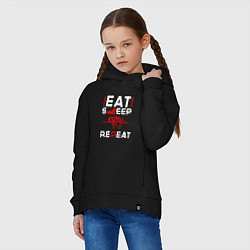 Толстовка оверсайз детская Надпись Eat Sleep Stray Repeat, цвет: черный — фото 2